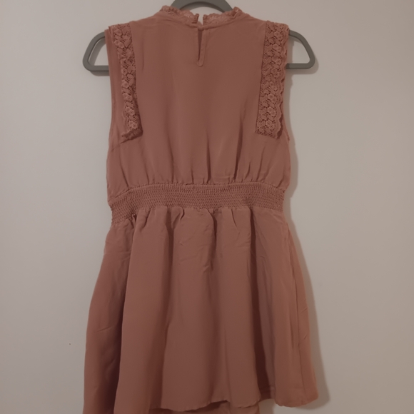 Sweet Wanderer Dusty Rose Sleeveless Lace Accent Mini Dress XL - Picture 3 of 7